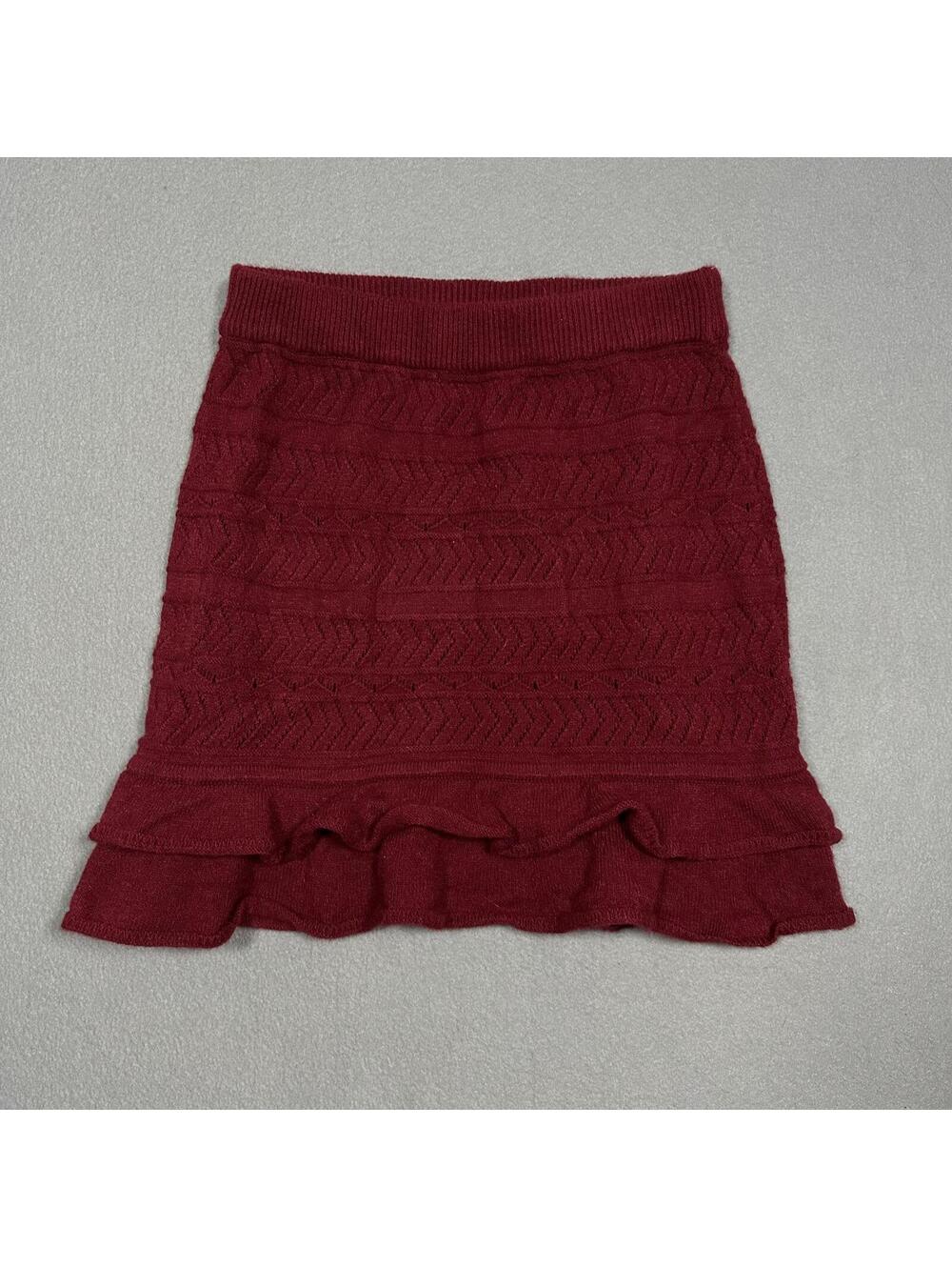 Red Skirt Ruffle Knit NWT